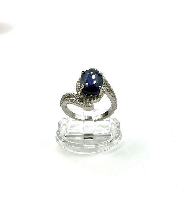 Luxury Sterling Silver Sapphire & Diamond Halo Statement Ring – Size N/O, 5.5g - Image 17