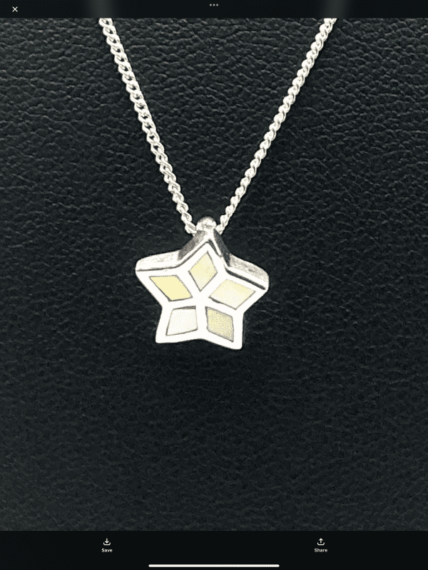 Sterling Silver Mother of Pearl Inlay Star Pendant Necklace – 46cm Chain - Image 3