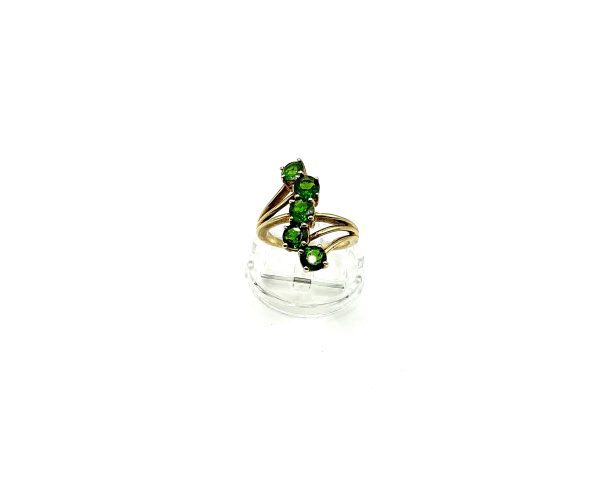 Gold-Plated Silver 5-Stone Emerald Cocktail Ring | Vintage Statement Ring - Image 9