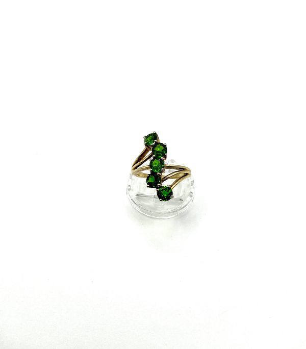 Gold-Plated Silver 5-Stone Emerald Cocktail Ring | Vintage Statement Ring - Image 8