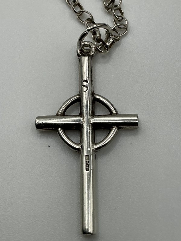 Sterling Silver Celtic Cross Pendant – 1998 London Maker HJ, 925 Hallmarked, 16” Chain - Image 6