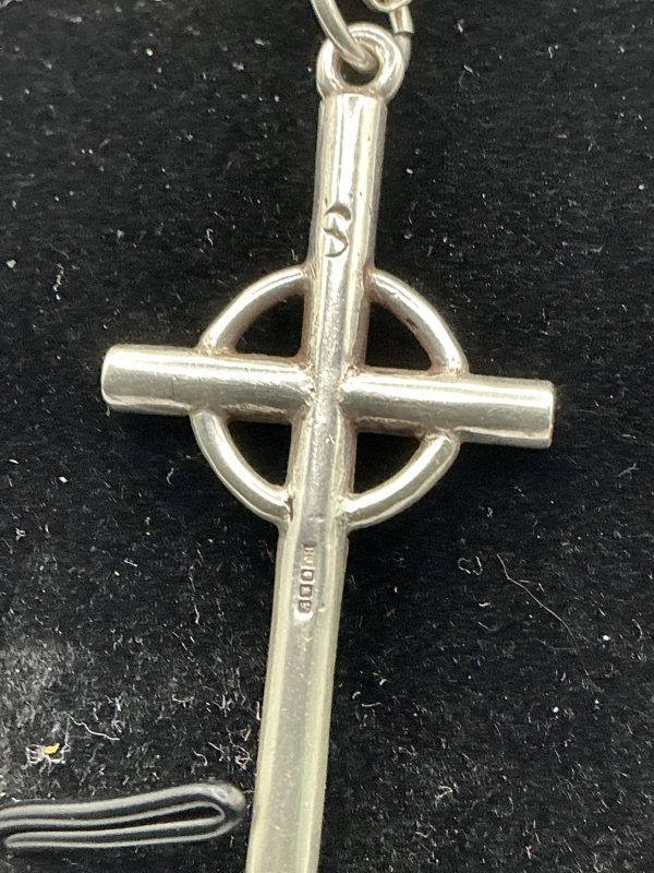 Sterling Silver Celtic Cross Pendant – 1998 London Maker HJ, 925 Hallmarked, 16” Chain - Image 5