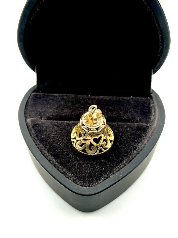 9ct Yellow Gold Ornate Bell Pendant or Charm – 22mm, 3.7g - Image 2