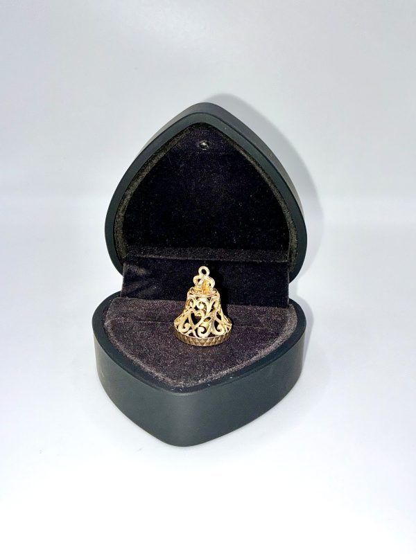 9ct Yellow Gold Ornate Bell Pendant or Charm – 22mm, 3.7g - Image 4