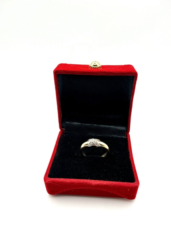 9K Yellow Gold & Diamond Crossover Ring – Size P, Hallmarked London 1987, 2.9g - Image 7
