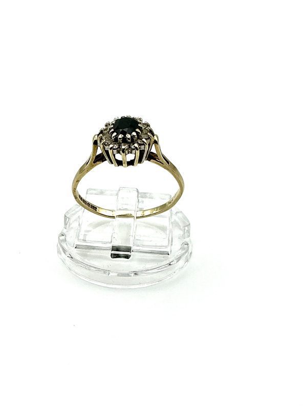 9ct Yellow Gold London Blue Topaz and CZ Cluster Ring – Size O, 2.2g - Image 7