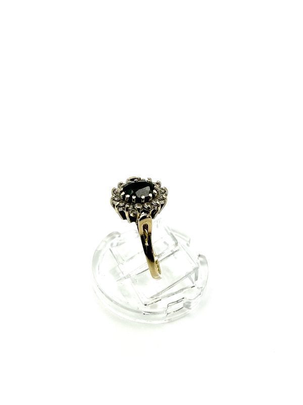9ct Yellow Gold London Blue Topaz and CZ Cluster Ring – Size O, 2.2g - Image 8