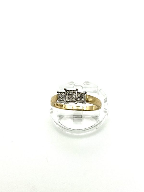 Three-Panel Diamond Ring in 9ct Yellow & White Gold – 0.10ct Cluster Elegance - Image 10