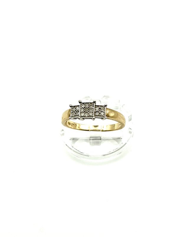 Three-Panel Diamond Ring in 9ct Yellow & White Gold – 0.10ct Cluster Elegance - Image 7
