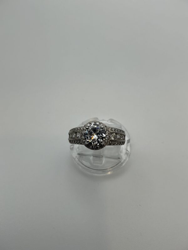 Elanza 925 Sterling Silver CZ Halo Engagement Ring – Size Q - Image 4