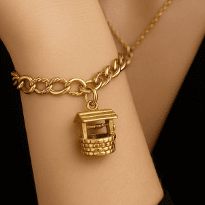 Antique 1861 9ct Gold Wishing Well Charm – Birmingham Hallmark – 1.94g Victorian Jewellery Collectible