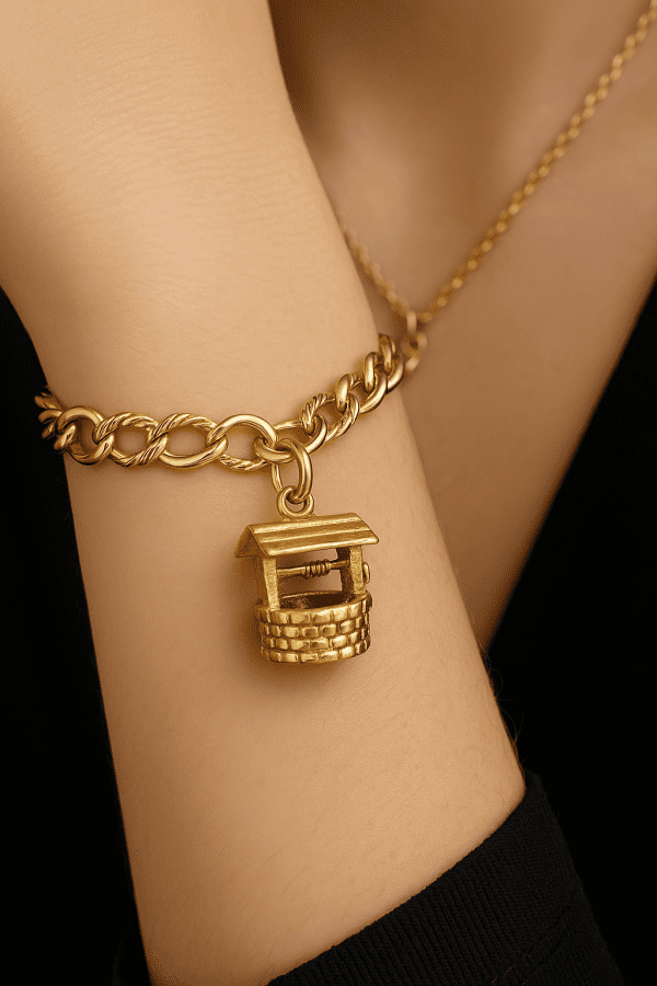 Antique 1861 9ct Gold Wishing Well Charm – Birmingham Hallmark – 1.94g Victorian Jewellery Collectible
