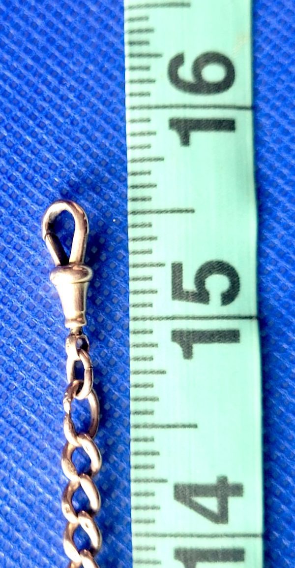 Antique 9K Gold Albert Pocket Watch Chain – 15.5” Heavy 26.22g Solid Curb Link (c.1900) - Image 5