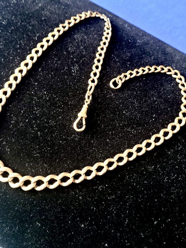 Antique 9K Gold Albert Pocket Watch Chain – 15.5” Heavy 26.22g Solid Curb Link (c.1900) - Image 8
