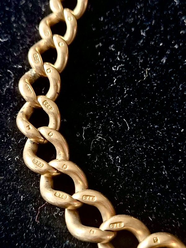 Antique 9K Gold Albert Pocket Watch Chain – 15.5” Heavy 26.22g Solid Curb Link (c.1900) - Image 4
