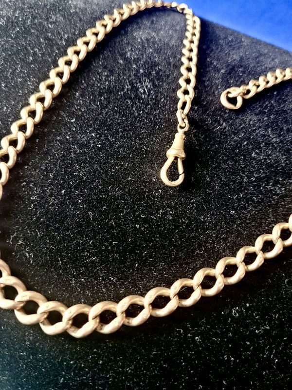 Antique 9K Gold Albert Pocket Watch Chain – 15.5” Heavy 26.22g Solid Curb Link (c.1900) - Image 6
