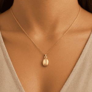 10K Yellow Gold Coffee Bean Charm – 0.33g – Petite Vintage-Inspired Pendant