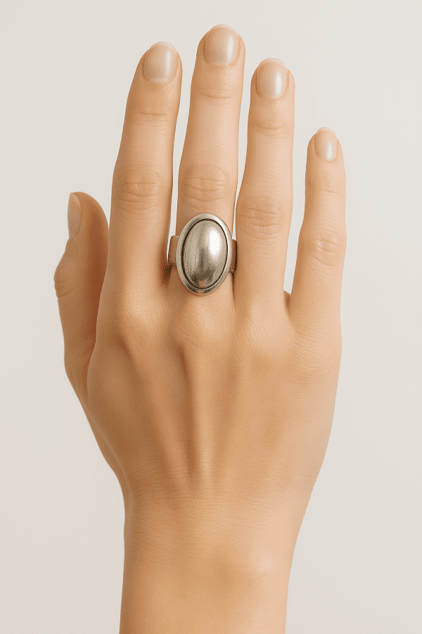 Vintage Mexican 925 Sterling Silver Domed Statement Ring, 12.44g, Size L/M