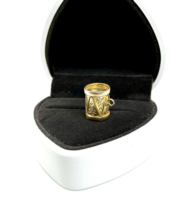 Vintage 9K Gold Ornate Drum Charm – 2.34g – Collectable Solid Gold Pendant - Image 3