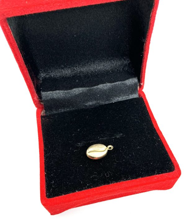10K Yellow Gold Coffee Bean Charm – 0.33g – Petite Vintage-Inspired Pendant - Image 4