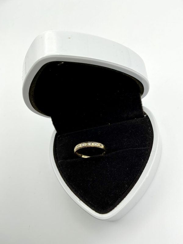 Elegant 9K Gold & Diamond Marquise Band Ring – Size M – Birmingham Assay – 1.27g – Post-1999 - Image 4