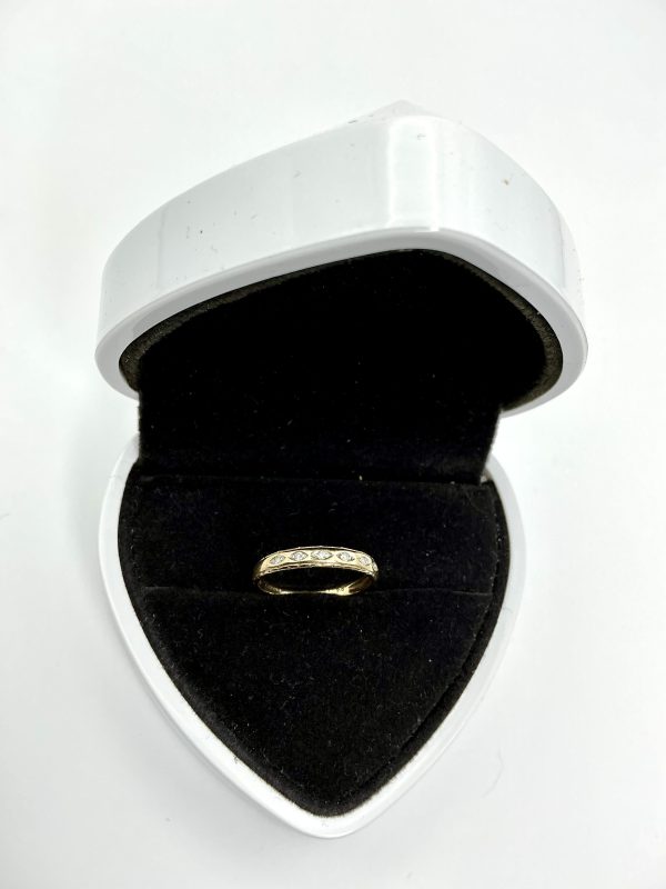 Elegant 9K Gold & Diamond Marquise Band Ring – Size M – Birmingham Assay – 1.27g – Post-1999 - Image 3