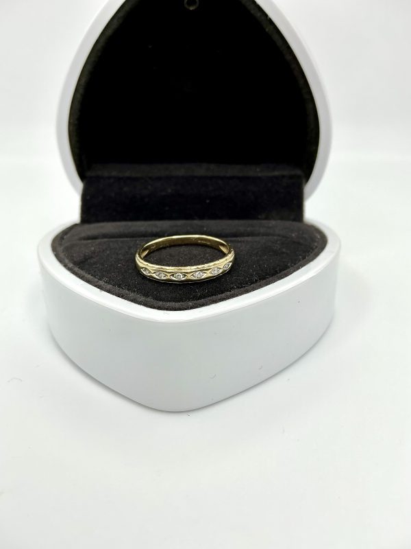 Elegant 9K Gold & Diamond Marquise Band Ring – Size M – Birmingham Assay – 1.27g – Post-1999 - Image 2