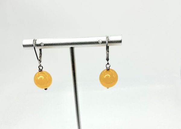 Vintage 925 Sterling Silver Yellow Jadeite Drop Earrings – 5.55g – Elegant Natural Gemstone Jewellery - Image 4