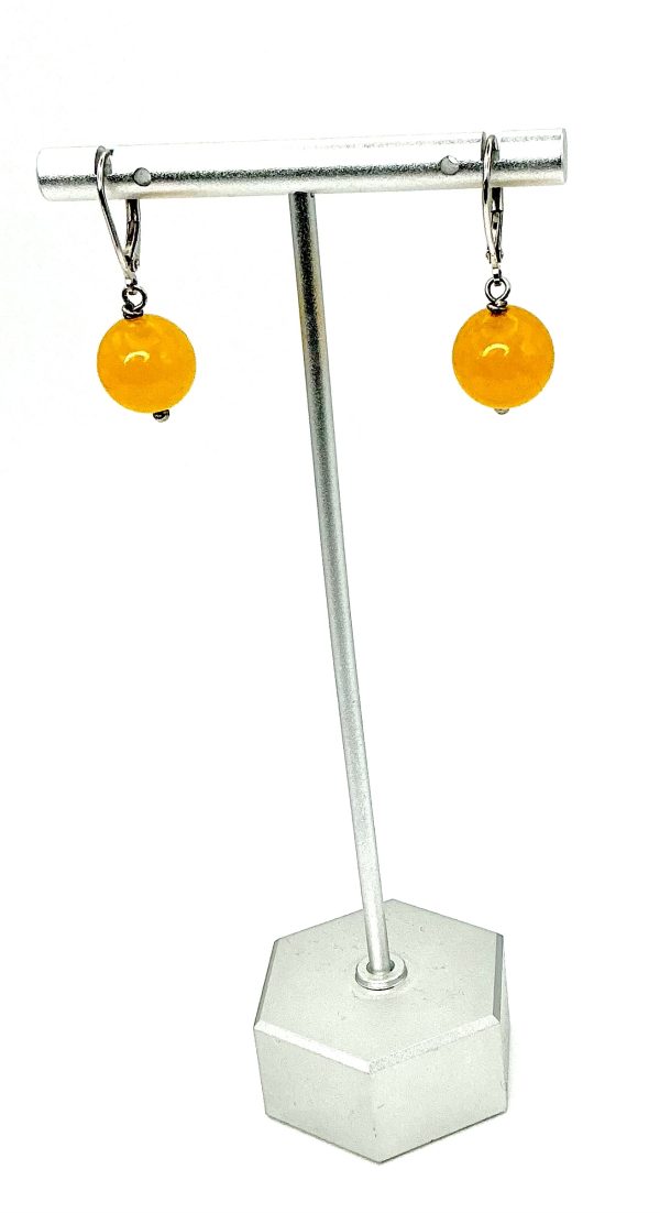 Vintage 925 Sterling Silver Yellow Jadeite Drop Earrings – 5.55g – Elegant Natural Gemstone Jewellery - Image 2
