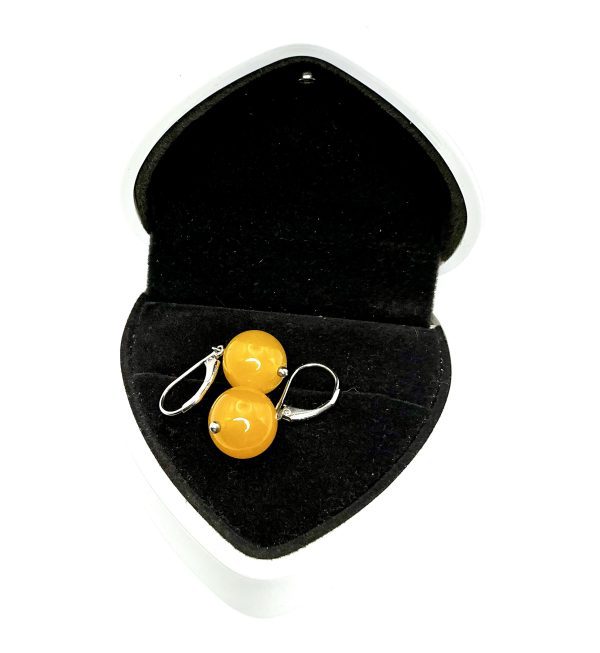 Vintage 925 Sterling Silver Yellow Jadeite Drop Earrings – 5.55g – Elegant Natural Gemstone Jewellery - Image 3