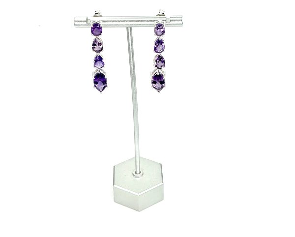 925 Sterling Silver Amethyst Drop Earrings – 8.60g – Elegant Purple Gemstone Jeweller - Image 5