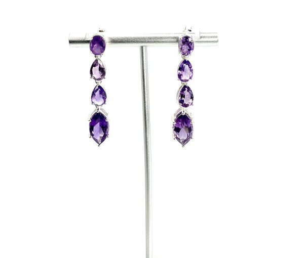 925 Sterling Silver Amethyst Drop Earrings – 8.60g – Elegant Purple Gemstone Jeweller - Image 8