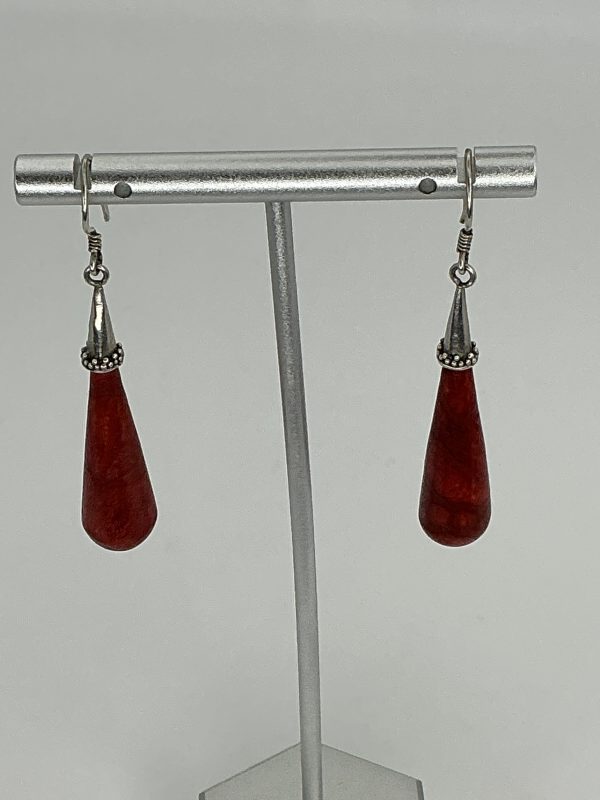 Handcrafted Sterling Silver & Red Agate Drop Earrings – 4cm – 6.06g – Elegant Bohemian Style - Image 7