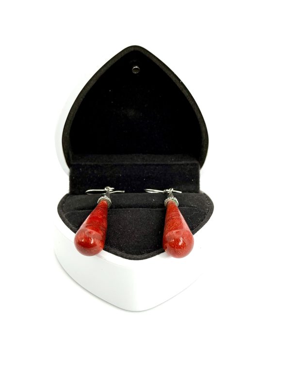 Handcrafted Sterling Silver & Red Agate Drop Earrings – 4cm – 6.06g – Elegant Bohemian Style - Image 3