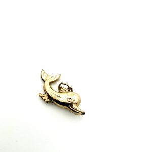 Vintage 9K Yellow Gold Dolphin Charm – Birmingham 1978 – 1g – Collectable Solid Gold Pendant