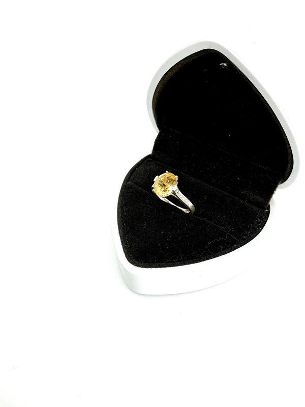 925 Sterling Silver Oval-Cut Citrine Ring – Size L – 2.41g – Elegant Yellow Gemstone - Image 4