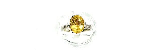 925 Sterling Silver Oval-Cut Citrine Ring – Size L – 2.41g – Elegant Yellow Gemstone - Image 3
