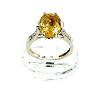 925 Sterling Silver Oval-Cut Citrine Ring – Size L – 2.41g – Elegant Yellow Gemstone