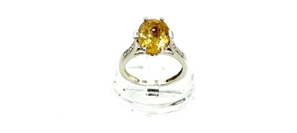 925 Sterling Silver Oval-Cut Citrine Ring – Size L – 2.41g – Elegant Yellow Gemstone