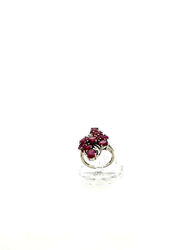 Vintage 925 Silver Red Spinel Cluster Ring – 9 Gemstones – 4.69g – Size L – STS Mark - Image 6