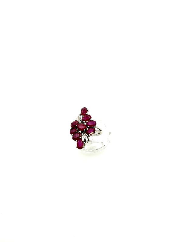 Vintage 925 Silver Red Spinel Cluster Ring – 9 Gemstones – 4.69g – Size L – STS Mark - Image 8