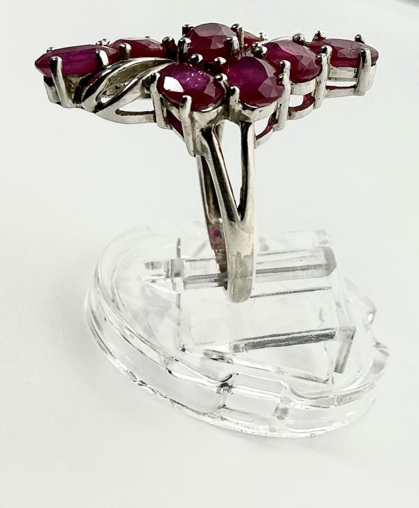 Vintage 925 Silver Red Spinel Cluster Ring – 9 Gemstones – 4.69g – Size L – STS Mark - Image 7