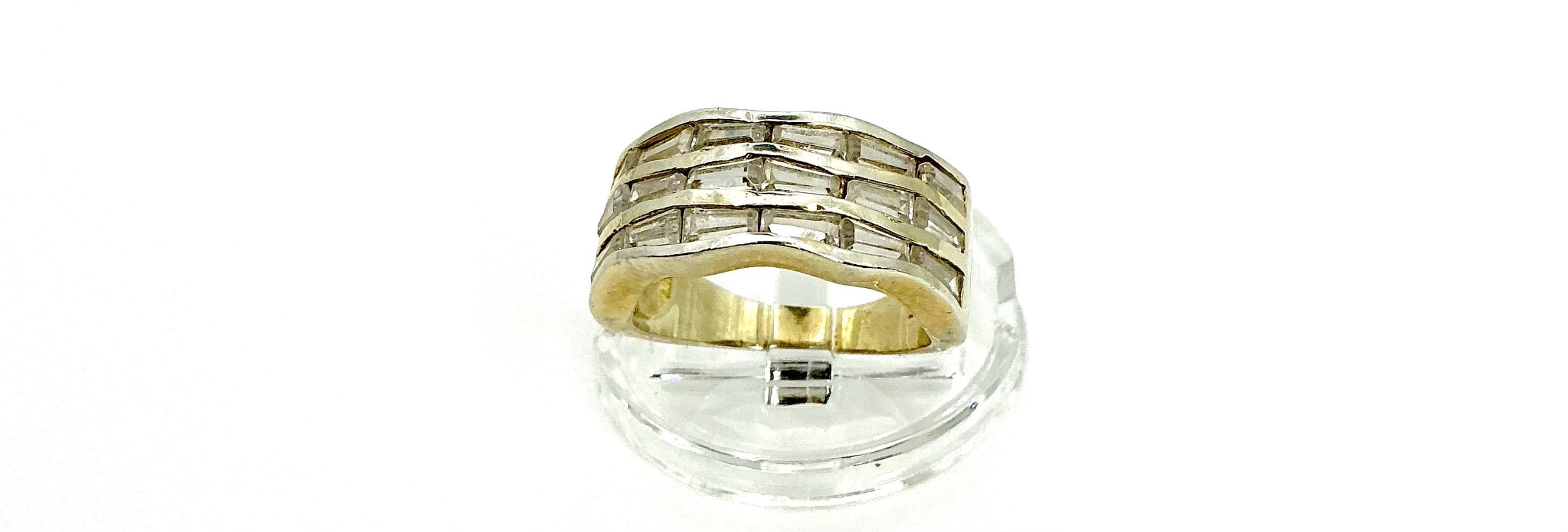 Vintage 925 Sterling Silver Ring with Clear Baguette Stones – Size K/L – 5.15g - Image 6