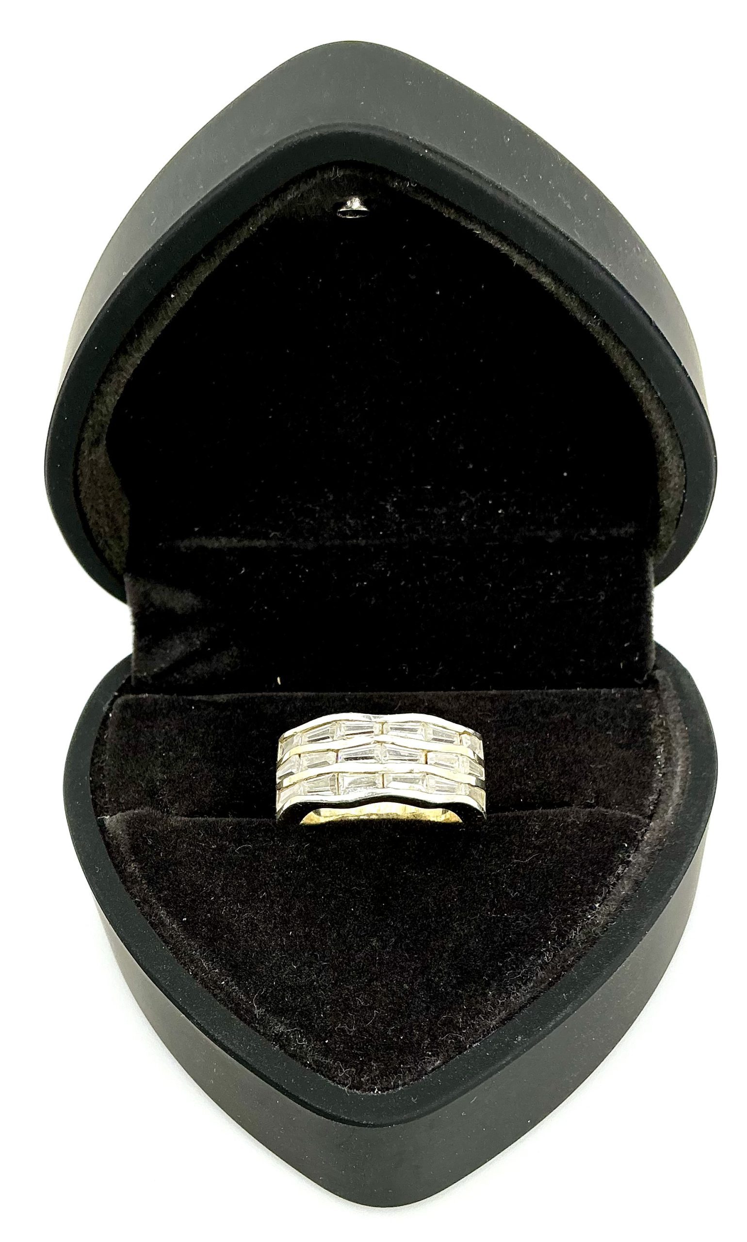 Vintage 925 Sterling Silver Ring with Clear Baguette Stones – Size K/L – 5.15g