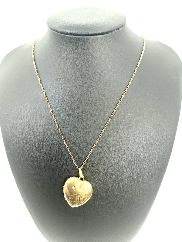 Vintage 1997 9ct Gold Heart Locket with White Sapphire & 24” Chain – Fully Hallmarked - Image 4