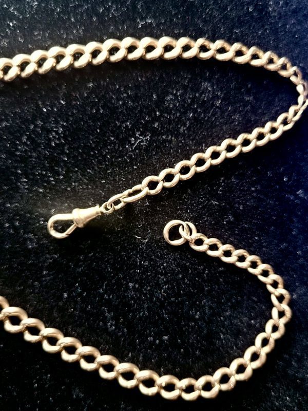 Antique 9K Gold Albert Pocket Watch Chain – 15.5” Heavy 26.22g Solid Curb Link (c.1900) - Image 9
