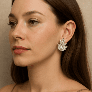 Vintage-Inspired Sterling Silver Leaf Clip-On Earrings – 4.76g