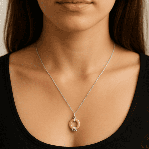 925 Sterling Silver Ring Pendant Necklace – 18 Inch Fine Chain – 2.52g