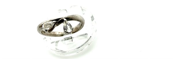 Vintage 925 Sterling Silver Ring with Glass Stones, 2.4g, Size L - Image 6