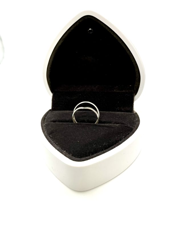 Vintage DIXI 925 Sterling Silver Stacking Heart Ring Pair – Size I – 1.18g - Image 5